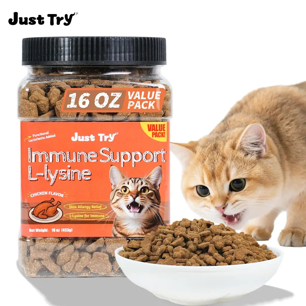 Just Try Lysine Cat Treats - Lactoferrin and Lysine for Cats and Kittens to Support Immune - Cat Allergy Relief - Sneezing, Runny Nose, Watery Eyes -Training Treats