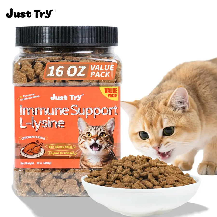 Just Try Lysine Cat Treats - Lactoferrin and Lysine for Cats and Kittens to Support Immune - Cat Allergy Relief - Sneezing, Runny Nose, Watery Eyes -Training Treats