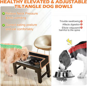 6 Height Adjustable Elevated Dog Bowls Stand with 2 Stainless Steel Bowls, Non-Slip Spill-Proof Pet Feeder for Small Medium Larg