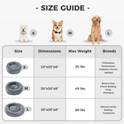 Calming Donut Dog Bed Anti-Anxiety Plush Pillow round Puppy Cat Bed 35" for Pets up to 100Lbs,Gray