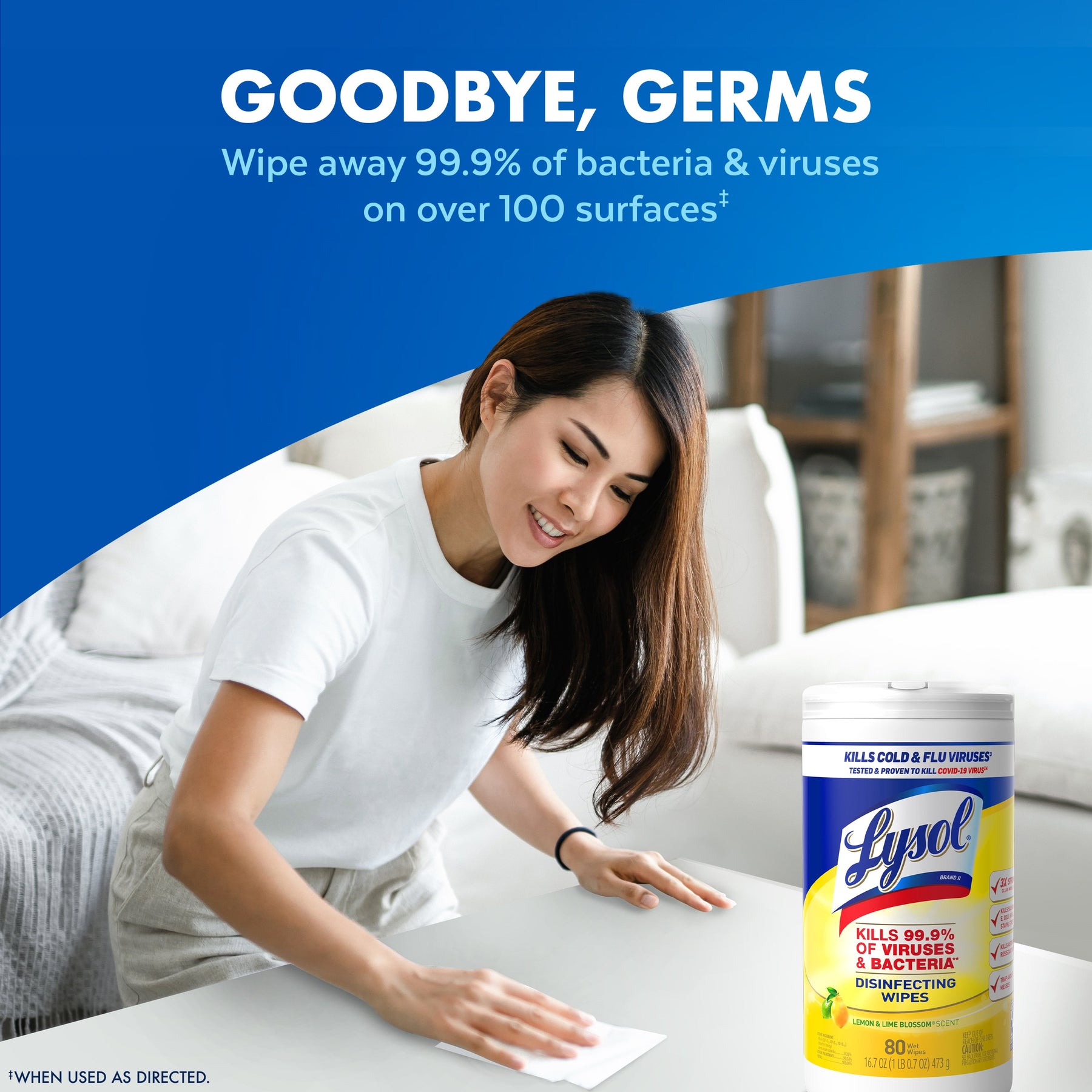 ® Disinfectant Wipes Bundle, Multi-Surface Antibacterial Cleaning Wipes, Lemon and Lime Blossom, 80 Count Each(Pack of 3)