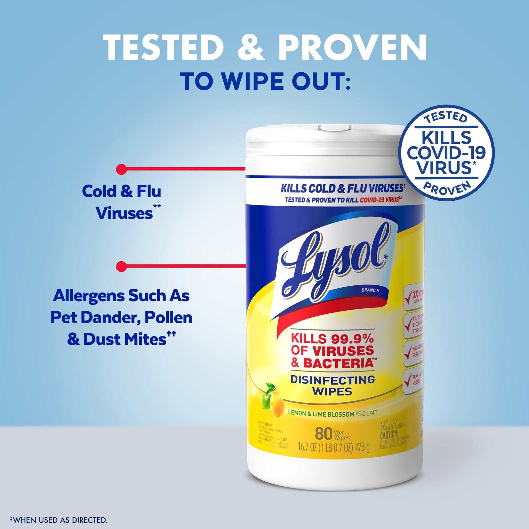 ® Disinfectant Wipes Bundle, Multi-Surface Antibacterial Cleaning Wipes, Lemon and Lime Blossom, 80 Count Each(Pack of 3)
