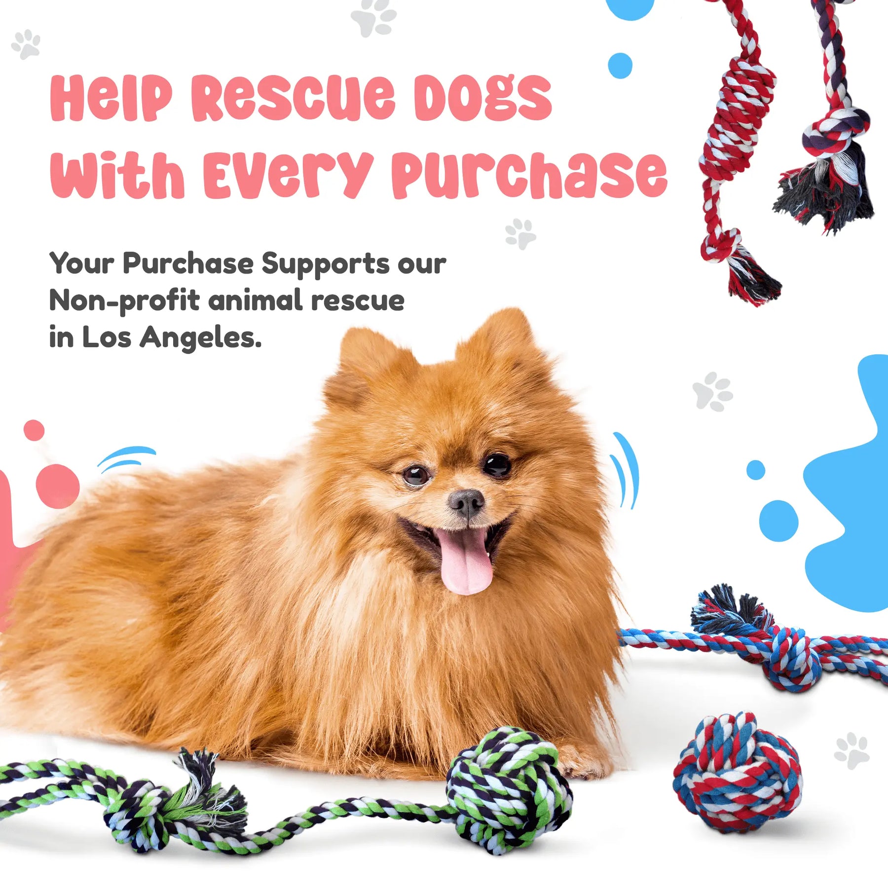 Pacific Pups 5 Piece Dog Toy Set - Dog Tug Toys for Small & Medium Dogs - Small Dog Toys - Dog Rope Toys Value Pack - Benefits Non-Profit Dog Rescue