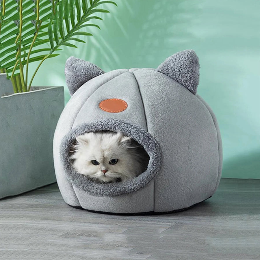 Warm Pet Cave Indoor Cat House Soft Cat Tent Bed Cute Cat Cubby Cozy Dog House Bed Pet Supplies Black of Friday