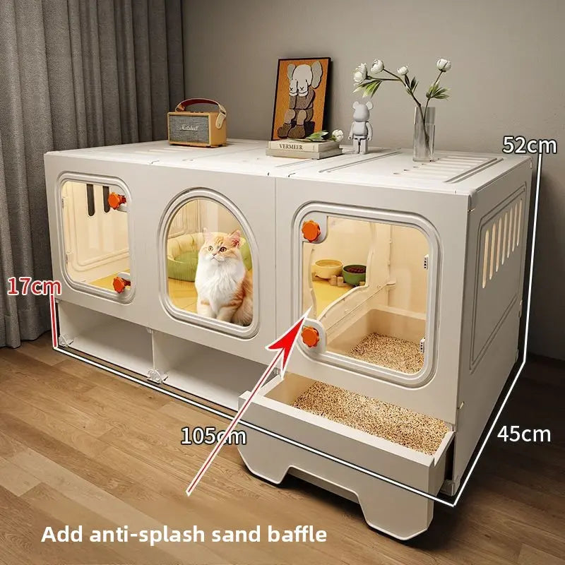 Modern Multi-Room Cat House with Built-In Litter Box | Tiktok Hot Pet Furniture | Cozy Cat Condo for Indoor Cats