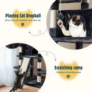 HOOMIC 68-Inch Multi-Level Cat Tree Tower for Large Cats with Sturdy Chipboard Base & Sisal Scratching Posts Cozy Plush Perches & Wide Base Board for Home Activity