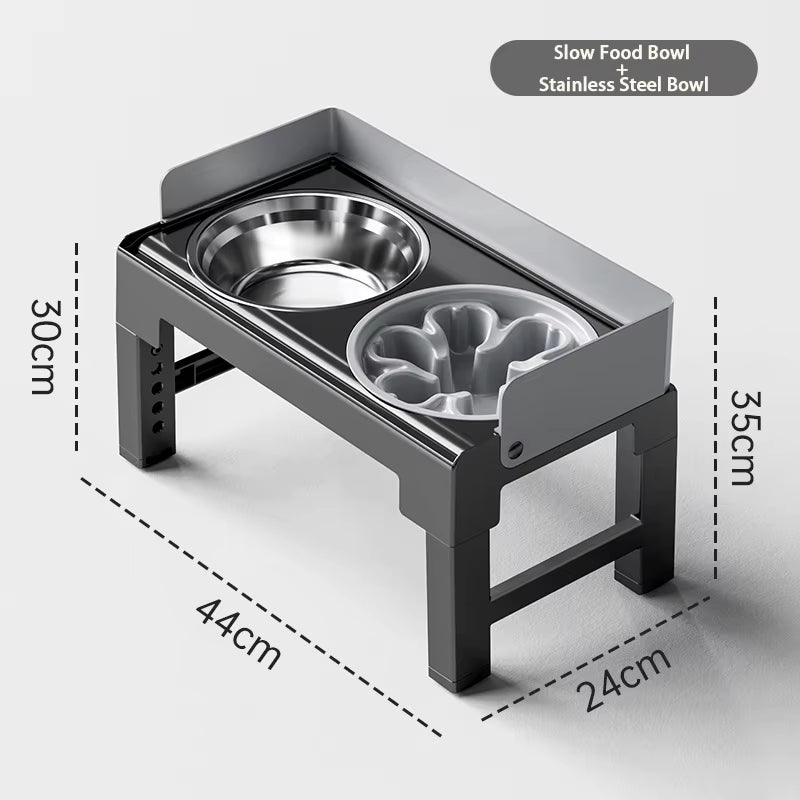 6 Height Adjustable Elevated Dog Bowls Stand with 2 Stainless Steel Bowls, Non-Slip Spill-Proof Pet Feeder for Small Medium Larg