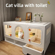 Modern Multi-Room Cat House with Built-In Litter Box | Tiktok Hot Pet Furniture | Cozy Cat Condo for Indoor Cats