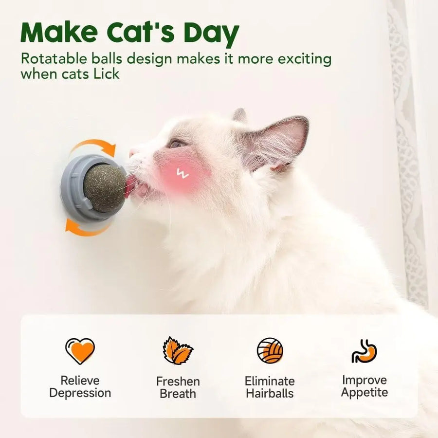 Catnip Toys Balls 4 Pcs, Extra Cat Energy Ball, Edible Kitten Silvervine Toys for Cats Lick, Healthy Kitty Teeth Cleaning Dental Chew Toys