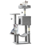 Cat Tree Tower for Indoor Cats, 54In Tall Multi-Level Pet Furniture, Stable Kitty Play House with Sisal Scratching Post, Large Condo, Climbing Ladder, Plush Toy for Kitten Cat Treehouse