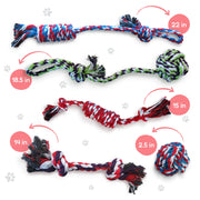 Pacific Pups 5 Piece Dog Toy Set - Dog Tug Toys for Small & Medium Dogs - Small Dog Toys - Dog Rope Toys Value Pack - Benefits Non-Profit Dog Rescue