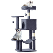 Cat Tree Tower for Indoor Cats, 54In Tall Multi-Level Pet Furniture, Stable Kitty Play House with Sisal Scratching Post, Large Condo, Climbing Ladder, Plush Toy for Kitten Cat Treehouse