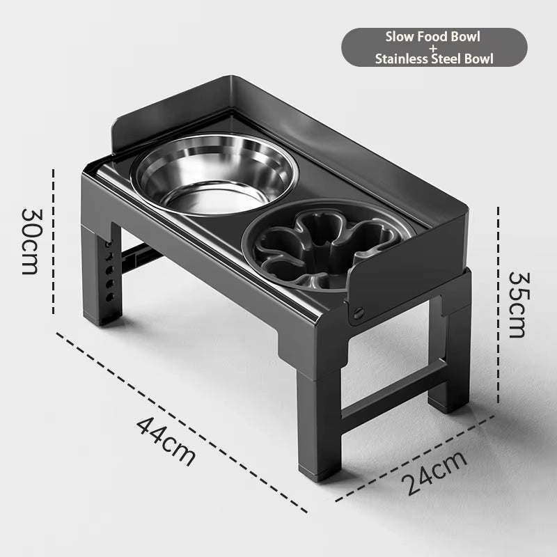6 Height Adjustable Elevated Dog Bowls Stand with 2 Stainless Steel Bowls, Non-Slip Spill-Proof Pet Feeder for Small Medium Larg