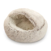 Cat Bed round Plush Hooded Cat Bed Cave, for Indoor Cats or Small Dog Beds, Calming Pet Beds Calm Anti-Nxiety Dog Bed, Waterproof Bottom Washable (16"X16")