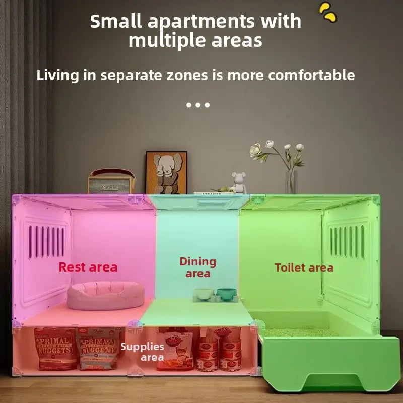 Modern Multi-Room Cat House with Built-In Litter Box | Tiktok Hot Pet Furniture | Cozy Cat Condo for Indoor Cats