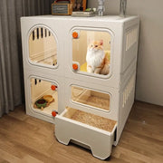 Modern Multi-Room Cat House with Built-In Litter Box | Tiktok Hot Pet Furniture | Cozy Cat Condo for Indoor Cats