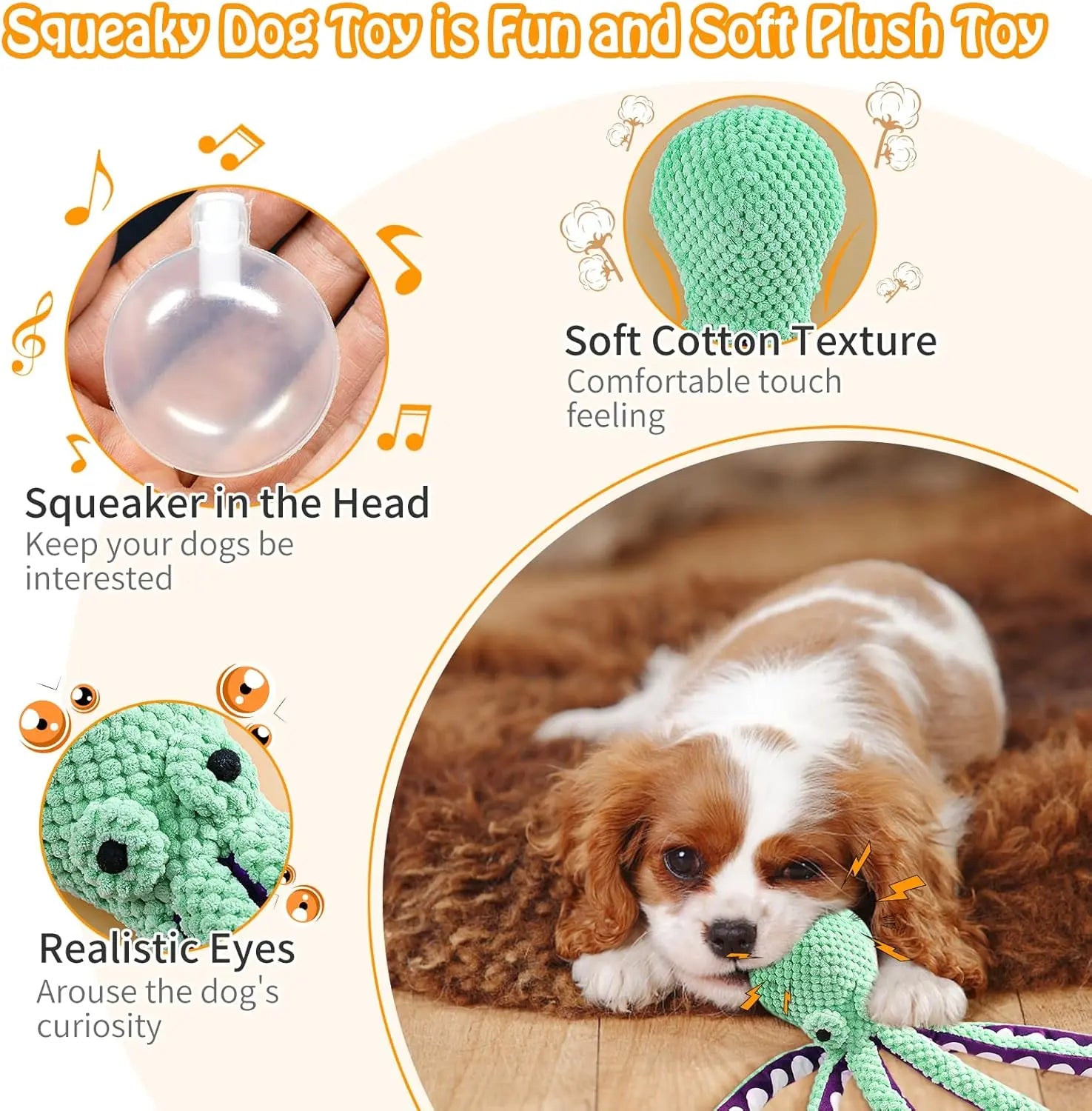 Squeaky Dog Toys for Large Dogs: Plush Dog Toys with Soft Fabric - Pet Toys for Small, Medium, and Large Dogs - Puppy Toys to Keep Them Busy Squeaky Dog Toys Interactive Dog Toys Toys for Dogs-Mrwj