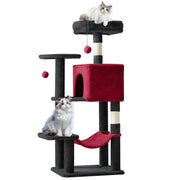 Cat Tree Tower for Indoor Cats, 54In Tall Multi-Level Pet Furniture, Stable Kitty Play House with Sisal Scratching Post, Large Condo, Climbing Ladder, Plush Toy for Kitten Cat Treehouse