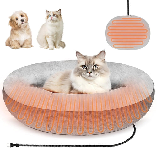 Heated Cat Bed for Cats and Small Dogs Winter Cozy Heated Pet Bed with Warming Constant Temp Washable Cat Bed for Indoor Cats Electric Cat Heating Pad for Kittens Folded Ear Cats Elder Cats