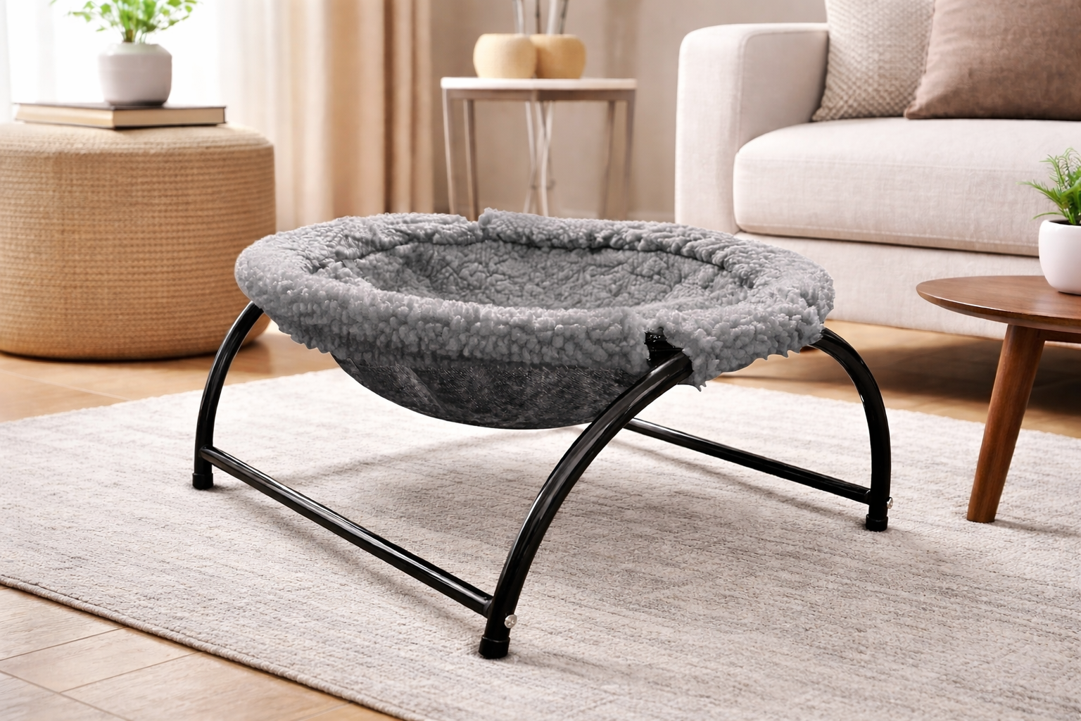 Treat your pet to elevated comfort with this cozy raised cat hammock bed