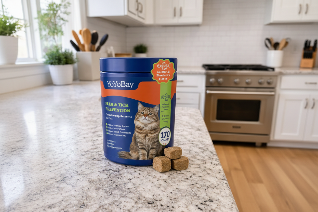 Protect your cat naturally with YoYoBay flea and tick chewables