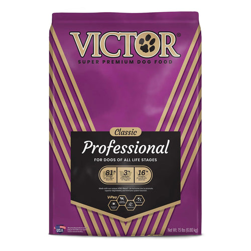 VICTOR® Professional – Super Premium Dry Dog Food for Active Dogs & Puppies (15 lb, Gluten Free, 26% Protein)