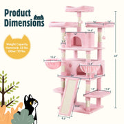 HOOMIC 68-Inch Multi-Level Cat Tree Tower for Large Cats with Sturdy Chipboard Base & Sisal Scratching Posts Cozy Plush Perches & Wide Base Board for Home Activity