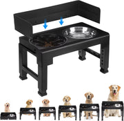 6 Height Adjustable Elevated Dog Bowls Stand with 2 Stainless Steel Bowls, Non-Slip Spill-Proof Pet Feeder for Small Medium Larg