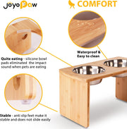 Elevated Dog Bowls, Bamboo Raised Dog Bowl for Large Dogs, with 2 Stainless Steel Bowls (13'' Tall-68Oz Bowl)