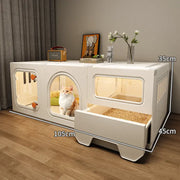 Modern Multi-Room Cat House with Built-In Litter Box | Tiktok Hot Pet Furniture | Cozy Cat Condo for Indoor Cats