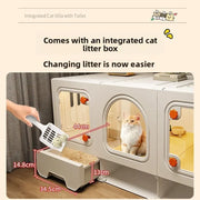 Modern Multi-Room Cat House with Built-In Litter Box | Tiktok Hot Pet Furniture | Cozy Cat Condo for Indoor Cats
