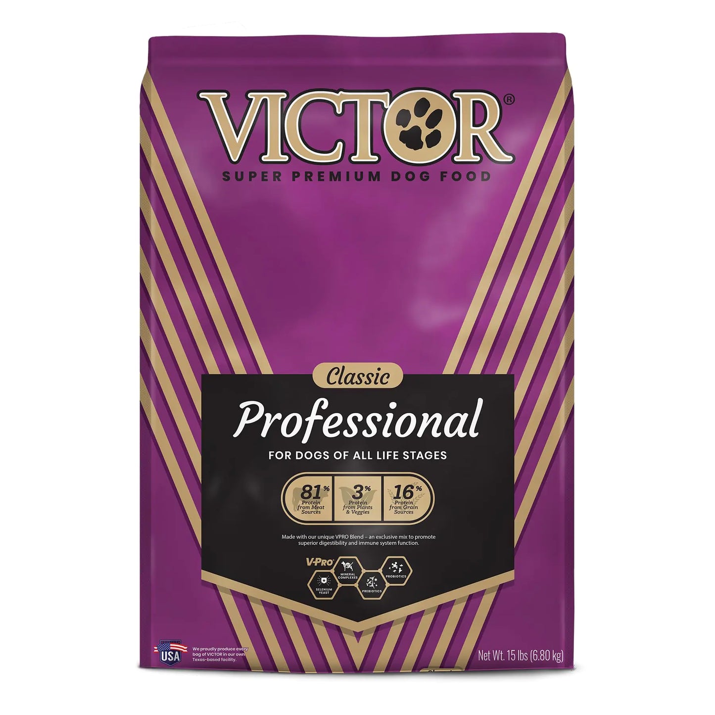 VICTOR® Professional – Super Premium Dry Dog Food for Active Dogs & Puppies (15 lb, Gluten Free, 26% Protein)
