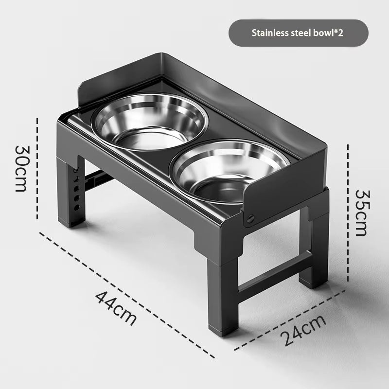 6 Height Adjustable Elevated Dog Bowls Stand with 2 Stainless Steel Bowls, Non-Slip Spill-Proof Pet Feeder for Small Medium Larg