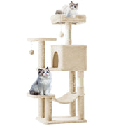 Cat Tree Tower for Indoor Cats, 54In Tall Multi-Level Pet Furniture, Stable Kitty Play House with Sisal Scratching Post, Large Condo, Climbing Ladder, Plush Toy for Kitten Cat Treehouse