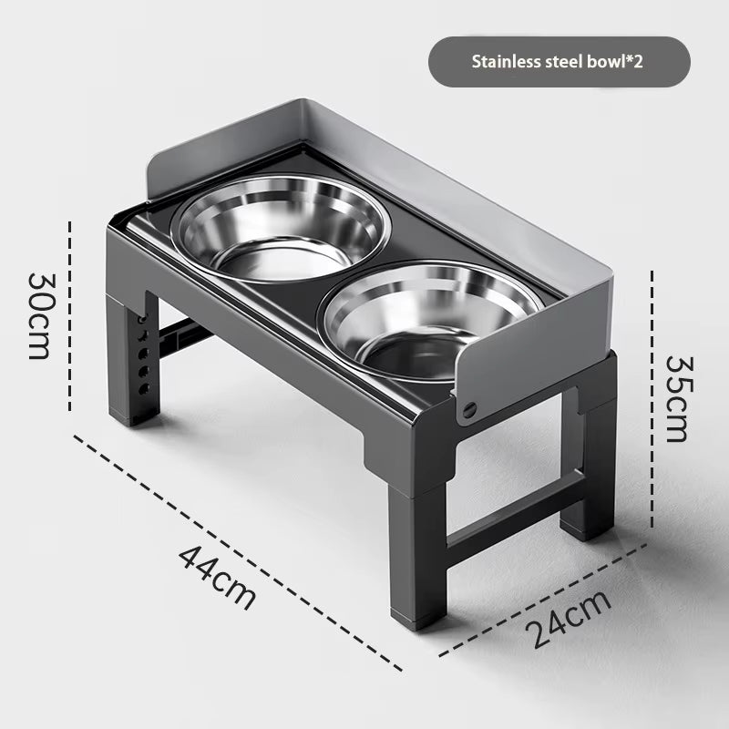 6 Height Adjustable Elevated Dog Bowls Stand with 2 Stainless Steel Bowls, Non-Slip Spill-Proof Pet Feeder for Small Medium Larg