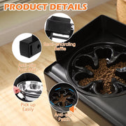 6 Height Adjustable Elevated Dog Bowls Stand with 2 Stainless Steel Bowls, Non-Slip Spill-Proof Pet Feeder for Small Medium Larg