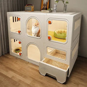 Modern Multi-Room Cat House with Built-In Litter Box | Tiktok Hot Pet Furniture | Cozy Cat Condo for Indoor Cats