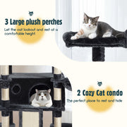 HOOMIC 68-Inch Multi-Level Cat Tree Tower for Large Cats with Sturdy Chipboard Base & Sisal Scratching Posts Cozy Plush Perches & Wide Base Board for Home Activity