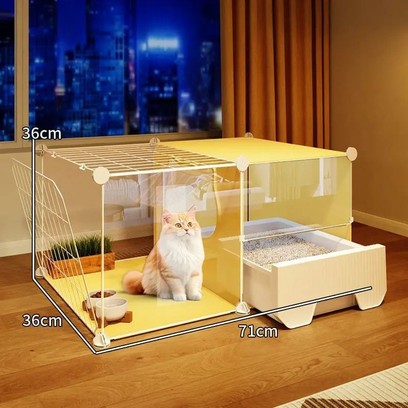 Modern Multi-Room Cat House with Built-In Litter Box | Tiktok Hot Pet Furniture | Cozy Cat Condo for Indoor Cats
