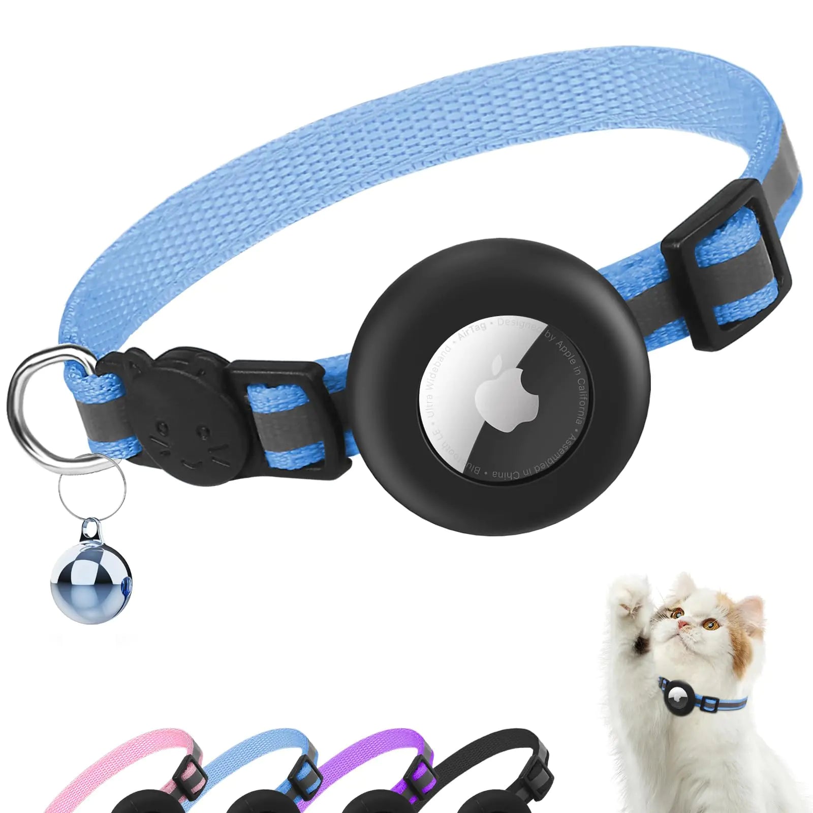 Air tag Cat Collar Reflective Kitten Collar with Apple Air Tag Holder