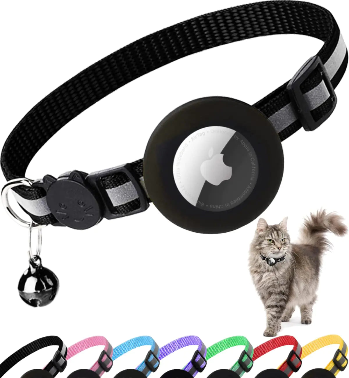 Air tag Cat Collar Reflective with Apple Air Tag Holder